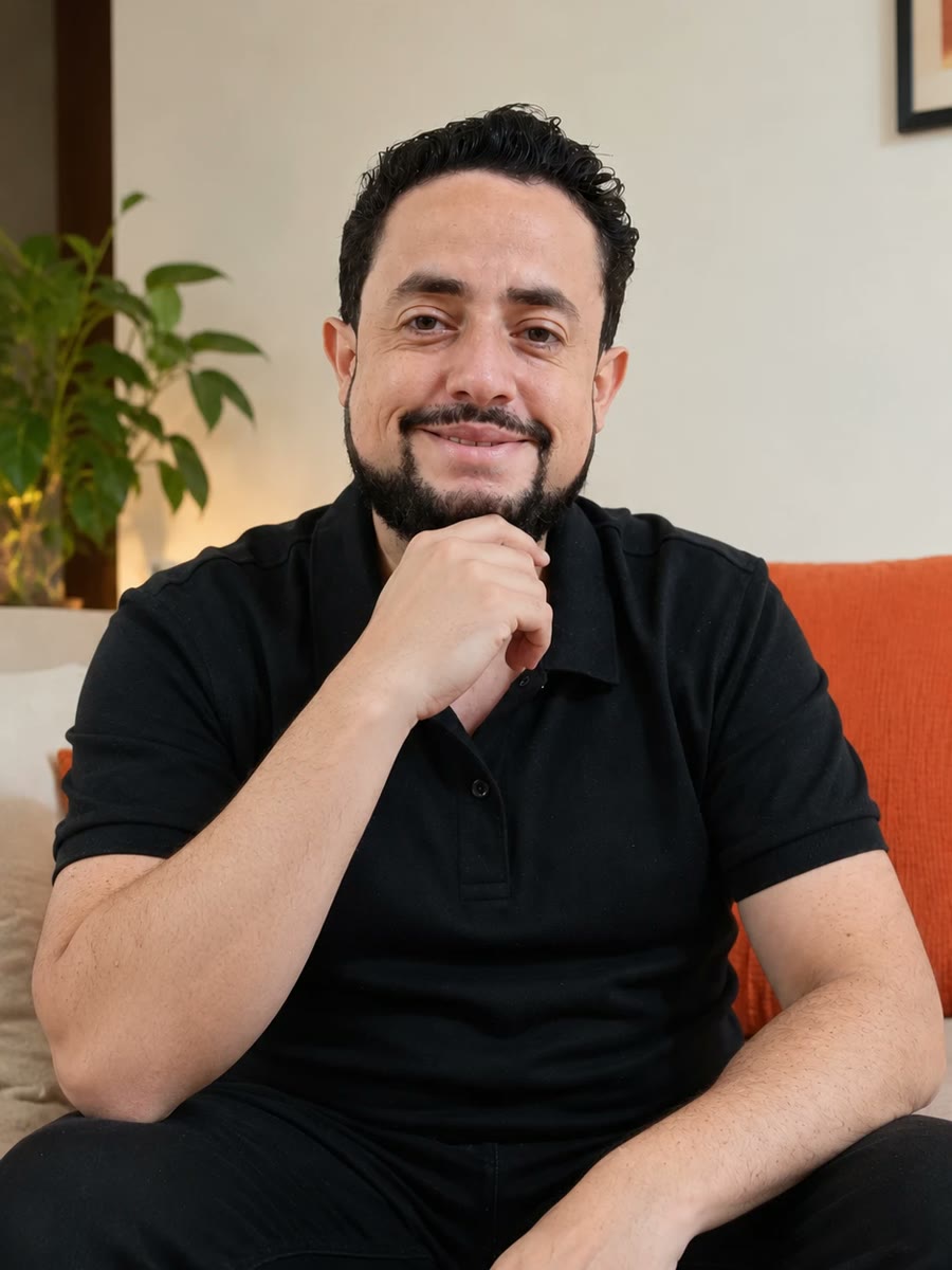 Rafael Armendariz sentado frente a su computadora